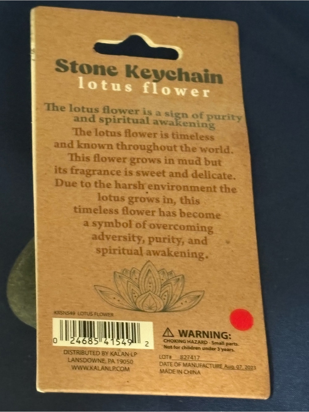 Stone Keychain Lotus Flower - Picture 2 of 2